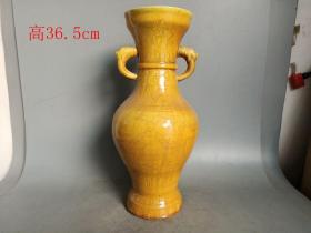乡下收的明代弘治年黄釉龙纹瓷瓶