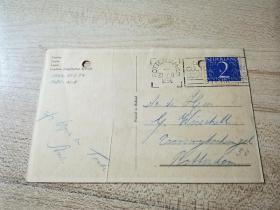 贴荷兰邮票1954年实寄明信片