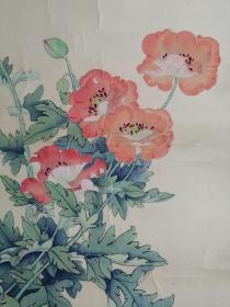 老画家郑药工笔画《花香蝶舞》郑文博老画家旧藏