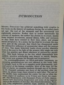 疯狂与文明：人类理性时代的疯狂史 Madness & Civilization：A History of Insanity in the Age of Reason by Michel Foucault （世界史）英文原版书