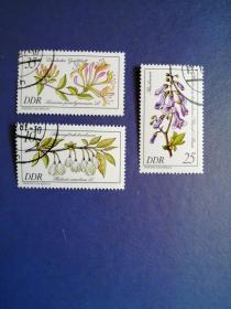 外国邮票   民主德国邮票 1981年 花卉3枚
（信销票）