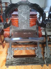 古董古玩家具木器清代紫檀靠背椅。