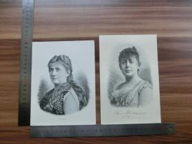 【现货 包邮】1890年小幅木刻版画《罗莎》(rosa)尺寸如图所示（货号400532）