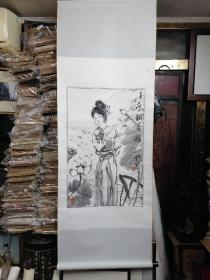 吴山明旧裱挂轴。只包手绘，图物一致描述一致售后不退。