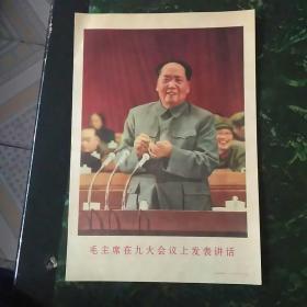 宣传画  毛主席在九大会议上发表讲话
