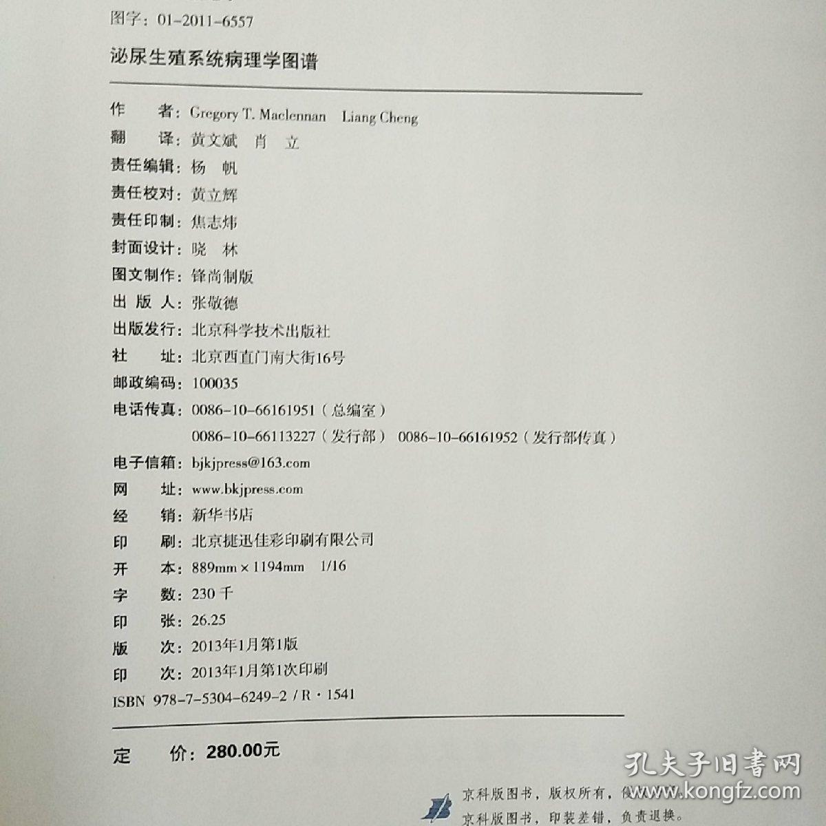 泌尿生殖系统病理学图谱