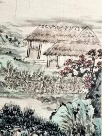 井西居士 祁昆绘山水画|  “拟云西老人笔意 辛巳四月   井西居士 祁昆” 
【131×38厘米】老装老裱
 祁昆晚年成熟作品