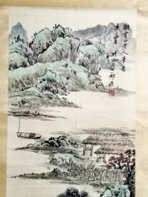 井西居士 祁昆绘山水画|  “拟云西老人笔意 辛巳四月   井西居士 祁昆” 
【131×38厘米】老装老裱
 祁昆晚年成熟作品