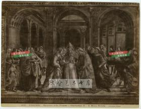 清代意大利罗马玛丽亚·诺维拉（Maria Novella）油画 佛罗伦萨的婚礼，面对油画拍摄的清代蛋白照片