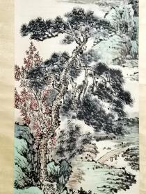 井西居士 祁昆绘山水画|  “拟云西老人笔意 辛巳四月   井西居士 祁昆” 
【131×38厘米】老装老裱
 祁昆晚年成熟作品