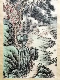 井西居士 祁昆绘山水画|  “拟云西老人笔意 辛巳四月   井西居士 祁昆” 
【131×38厘米】老装老裱
 祁昆晚年成熟作品