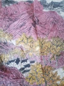 贺辉才，知名山水画家，作品一幅 133*68CM