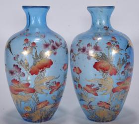清代雍正年花鸟纹描金琉璃瓶