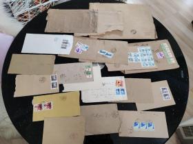 信封、封片简、实寄封: 80-90年代的老信封 有邮票和邮戳 3封航空件、16封挂号信件 共19封合售 信封0072