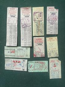 1969年，有毛主席语录，长江航运公司《座席客票》《（軍）（童）通用客票》10张合售