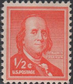 美国邮票D，1954年建国国父、科学家、外交家、政治家富兰克林