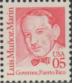美国邮票D，1990年著名政治人物波多黎各总督路易斯，1全