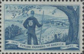 美国邮票D，1953年未来青年农业组织25周年，农业农民，1全
