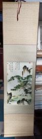 挂历宣纸画:唐寅山水人物画(裱起来的)163X41CM