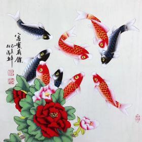 纯手绘工笔花鸟画斗方50*50厘米特价处理99元一幅包邮【富贵有余】