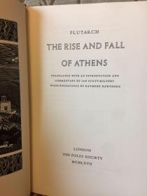 The Rise and Fall of Athens by Plutarch -- 普鲁塔克《雅典兴衰记》收录8篇希腊名人传记 Folio 1960年出品 Ian Scott Kilvert英译；Raymond Hawthorn木刻插画，精装带书盒