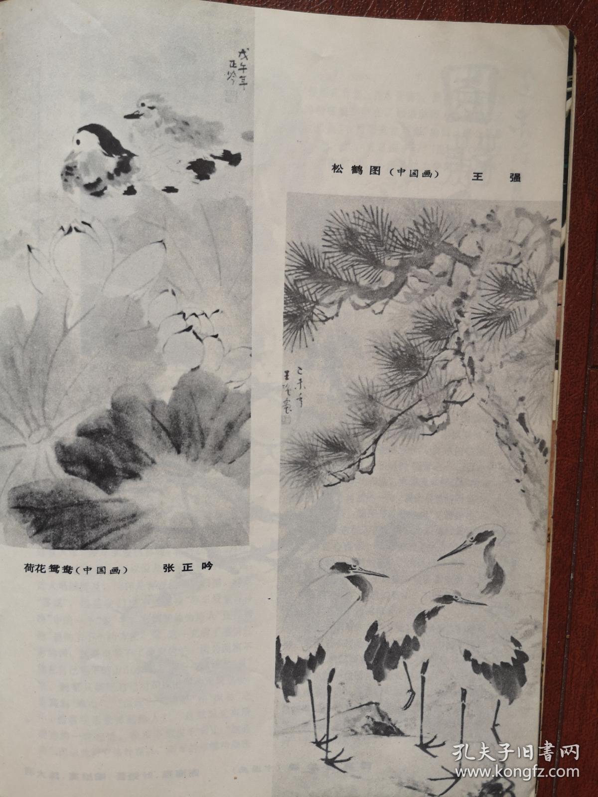 美术插页（单张）王强国画《松鹤图》，张正吟国画《荷花鸳鸯》谢海燕叶矩吾喻继高陈大羽合作国画