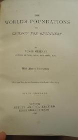 1890年 The World's Foundations: Geology For Beginners 科普经典《世界之基：图本少儿地理》多张珂罗版手工套色雕版版画插图 树纹小牛皮名坊Bickers装桢