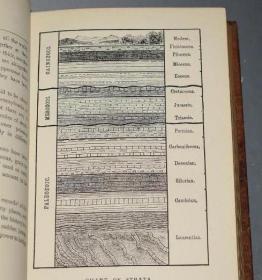 1890年 The World's Foundations: Geology For Beginners 科普经典《世界之基：图本少儿地理》多张珂罗版手工套色雕版版画插图 树纹小牛皮名坊Bickers装桢