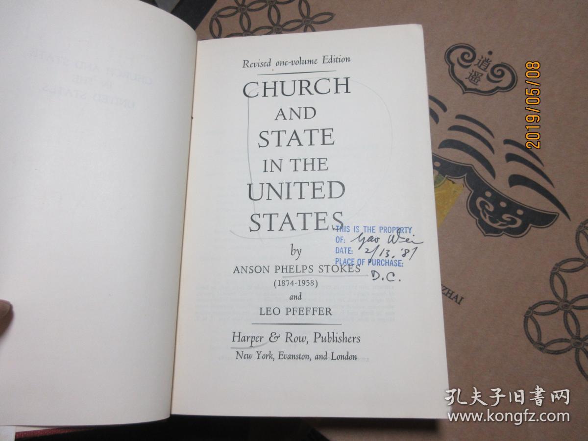 CHURCH AND STATE IN THE UNITED STATES  精 5386