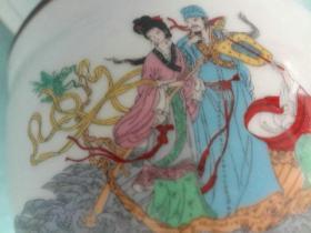 XB-景德镇精品手绘人物粉彩瓷八仙过海人物故事诗词老盖罐带盖，画面漂亮，书法老到品相极好