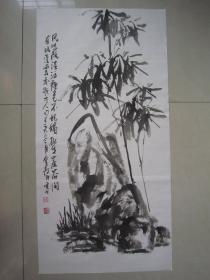 著名画家--杜金声先生花鸟画《幽兰一室 修竹万山》纸本软片、保真
