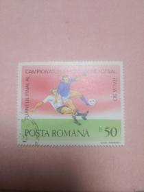 外国邮票 踢足球图案