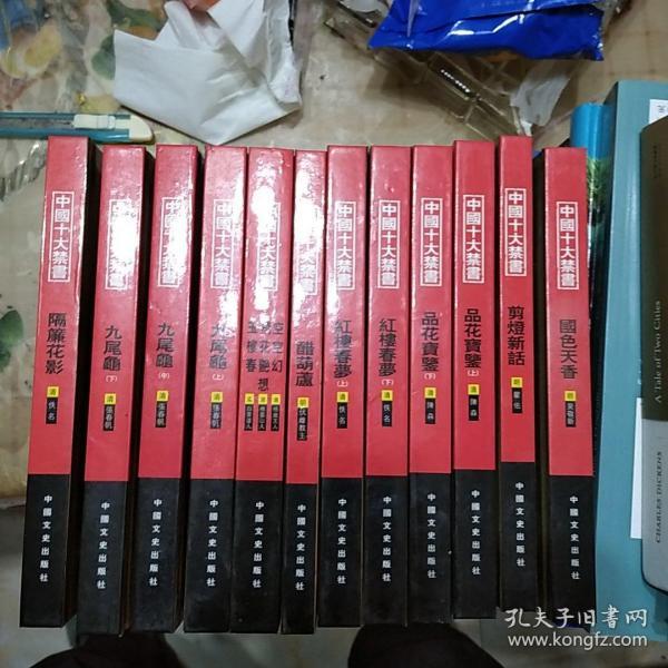 中国十大禁书：《剪燈新话》《醋葫芦》《品花宝鉴》《隔簾花影》《国色天香》《飞花艳想》《空空幻》《玉楼春》《红楼春梦》 《九尾龟》