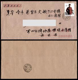 实寄封-1993-16杨虎城诞生一百周年纪念邮票 1995年1月自然实寄封    9品以上