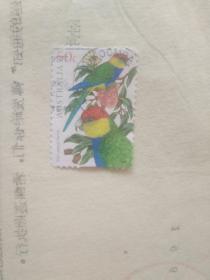 外国邮票 鹦鹉一堆图案