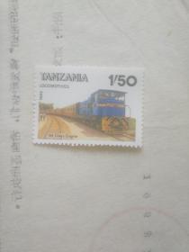 外国邮票 蓝火车图案