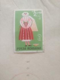 外国邮票 围巾女孩图案