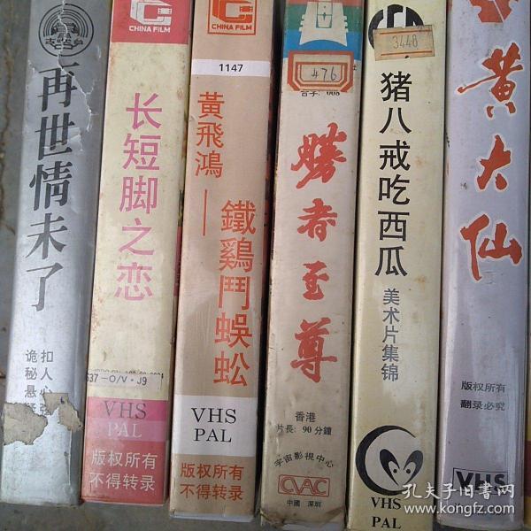 录像带，再世情未了，长短脚之恋，黄飞鸿铁鸡斗蜈蚣，猪八戒，黄大仙，嗜血狂花，妙探双龙，狂风沙，爱的世界