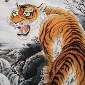 上山虎刺绣锦绣丝织画