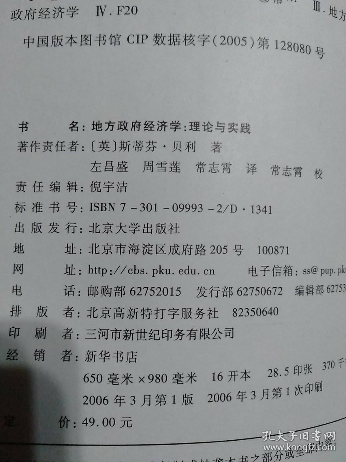 地方政府经济学：理论与实践