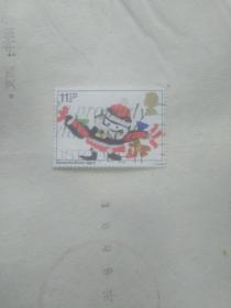 外国邮票  过年放鞭图案