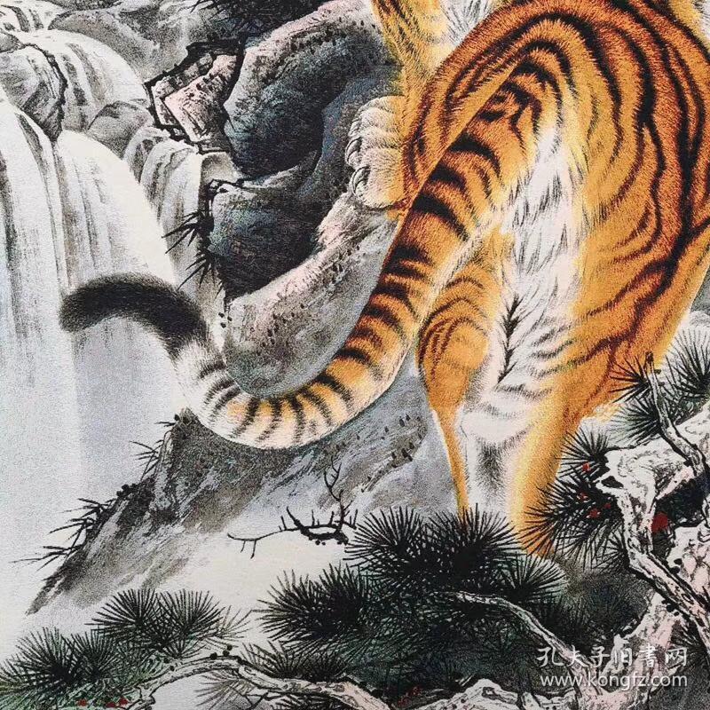 上山虎刺绣锦绣丝织画