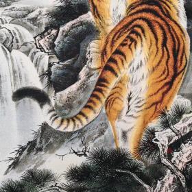 上山虎刺绣锦绣丝织画