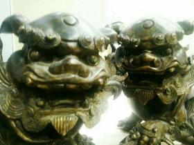 【佛山双雄】瑞兽铜狮一对
纯铜铸造，三十多斤，
造相端庄，瑞气蓬发，
民国到代，宜置厅堂，
主人平安，福禄双至。