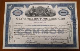 [老股票 美国股票]   1948年美国股票ACF-Brill Motors Company     ACF-Brill汽车公司 100股 一件   雕刻版  稀少【更多品种， 敬请搜索： 老股票】