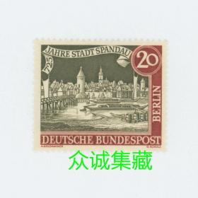 ^@^ 外国 德国西柏林1962年昔日柏林街景 建筑 雕刻版邮票 1枚