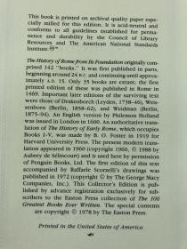 Easton Press牛皮精装本：Livy The History of Early Rome 李维 早期罗马史 伊斯顿真皮插图豪华收藏版 封面、书脊烫金图案 书口三面刷金 无酸纸印刷