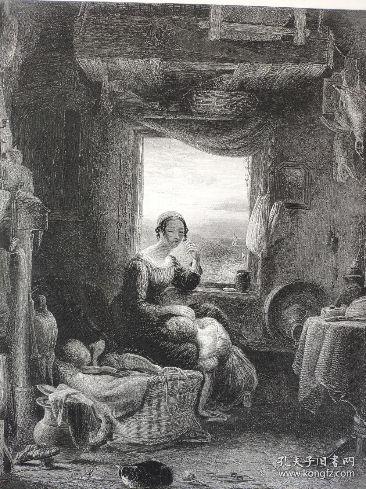 1860年 英国雕刻版画《回家的期望》
