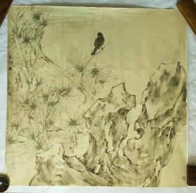 中国美术家协会会员 张超工笔花鸟画 国画 四尺斗方 竹子 节节高升