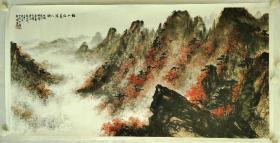 邓国英山水画 国画—《秋山红叶游人醉》 师从岭南画派大师黎雄才